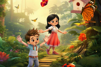 3d children book illustration, book cover design children story book for kids