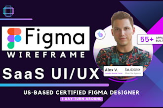 do figma app design for saas UI UX, bubble io , mobile wireframe