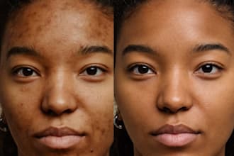 retouch your image, remove pimples, wrinkles, blemishes, tattoos