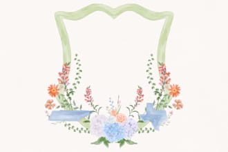 create watercolor crest for your wedding