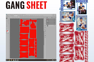 design custom dtf printing gang sheet in photoshop