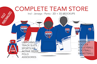 design custom sportswear team store with jerseys and 3d