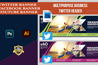 design a custom youtube banner, twitter header or banner and facebook banner