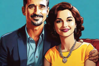 make family portrait character caricature and friendship portrait