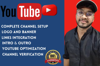 create and setup youtube channel with banner, logo and SEO