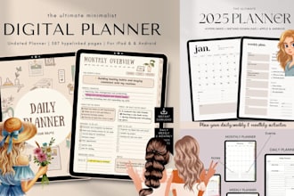 design etsy digital planner, digital products, hyperlinked planner