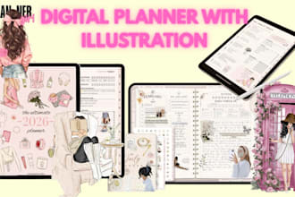 design etsy digital planner, digital products, hyperlinked planner