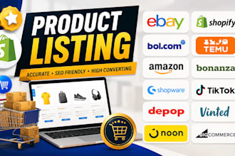 add upload import products on bonanza, shopware, temu, vinted, shopify, bol,ebay