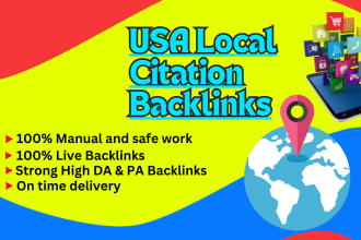 high quality USA 100 live local citations for your business