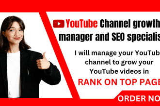 be your youtube channel growth manager and SEO specialist