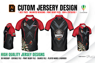 do soccer, darts, e sports and custom jersey design in coreldraw