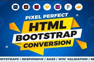 convert figma to html, psd to html bootstrap responsive website design