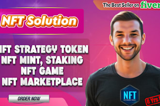 build nft strategy token like punk strategy and  mint, staking, marketplace