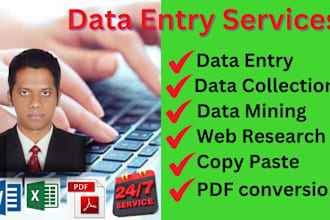 do data entry, web research, copy paste, and PDF convert