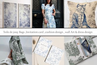 hand draw toile de jouy patterns for baby shower invitations book purse