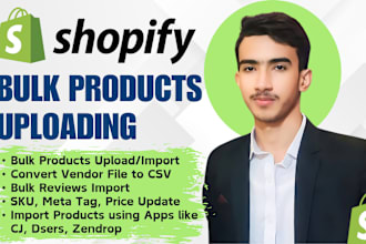 do shopify bulk product uploads, import, or add product listing to shopify store