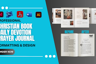 design, format christian ebook, prayer journal, daily devotional manual designrr