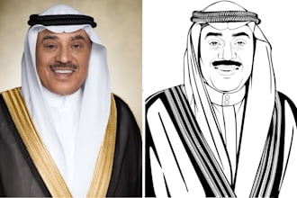 draw cartoon line art portrait from your face