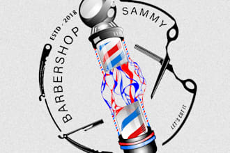 give eye catchy vintage tattoo salon barber and barbershop logo