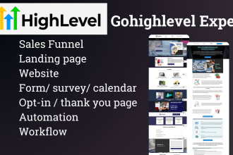 build gohighlevel landing page, ghl website, sales funnel, email automation