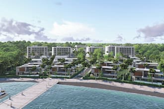 do realistic 3d rendering architecture master plan, site plan