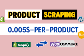 scrape shopify product, woocommerce scraping and upload products