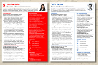 write and design one page summary of your CV resume executive profile portfolio