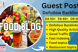 guest post on my da 50 DR 50 food and restaurant blog SEO dofollow backlink
