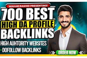 manually build 700 social media SEO profile backlinks on high da authority