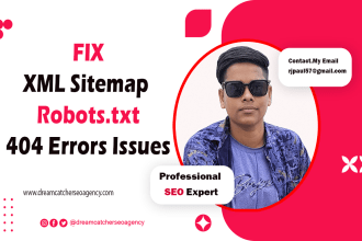 fix XML sitemap, robots txt and 404 error issues