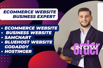 design ecommerce store business website, samchart, bluehost, godaddy, hostinger