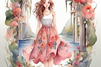 do a charming watercolor illustration