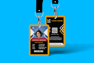 do design professional id badges, business cards event cards, id cards