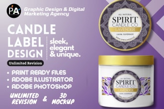 do creative candle label design, cosmetic label design and packaging design