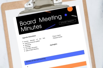 attend your meeting and take minutes to capture your ideas, decisions, actions