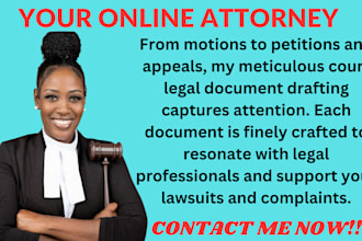 be your lawyer for court motions, lawsuits, complaints, petitions, or appeals