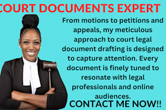 be lawyer for court motions, lawsuits, complaints, petitions or appeals