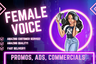 record urban female voiceover ads, promos, radio, commercials, business