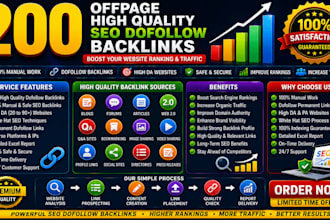 provide 200 white hat SEO dofollow backlinks offpage linkbuilding service