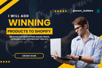 add upload best selling winning products to shopify store