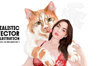 draw you and your pet as cool custom vector art