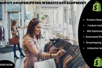 build automated dropshipping shopify store, digital product, pet store, dser