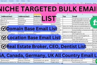 provide a targeted email list with any keywords and location