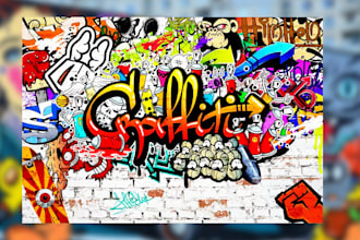 illustrate amazing custom graffiti, murals, pop art, doodle wall art  design