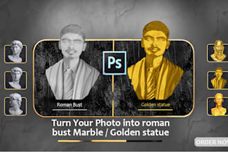 create a polished roman marble bust or golden statue
