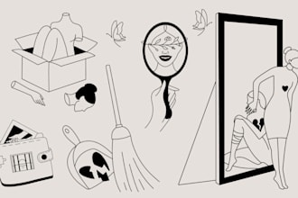 create minimalist line illustration for website, book, album