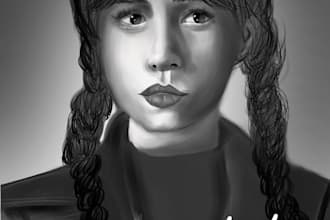 doodling digital paint portrait with my style