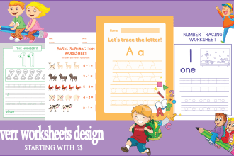 design for kids worksheet, workbook and math worksheets