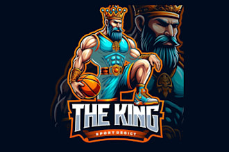 make unique the king sport mascot logo design foe your company