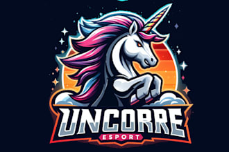 design creative unicorn mascot logo design with express delivery